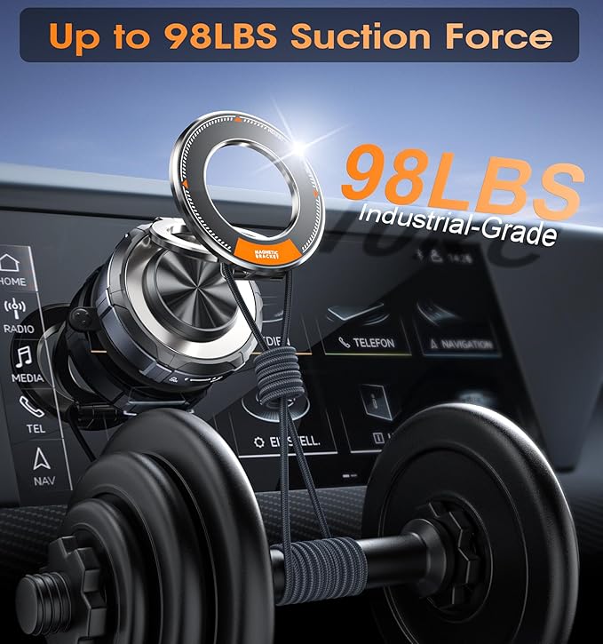 BOCLOUD Upgraded Suction Cup Phone Mount 360° Zinc Alloy Phone Stand Vacuum Magnetic Car Holder for MagSafe Mount 98 LBS Ultra Accessories for iPhone 16 15 14 13 12 Android