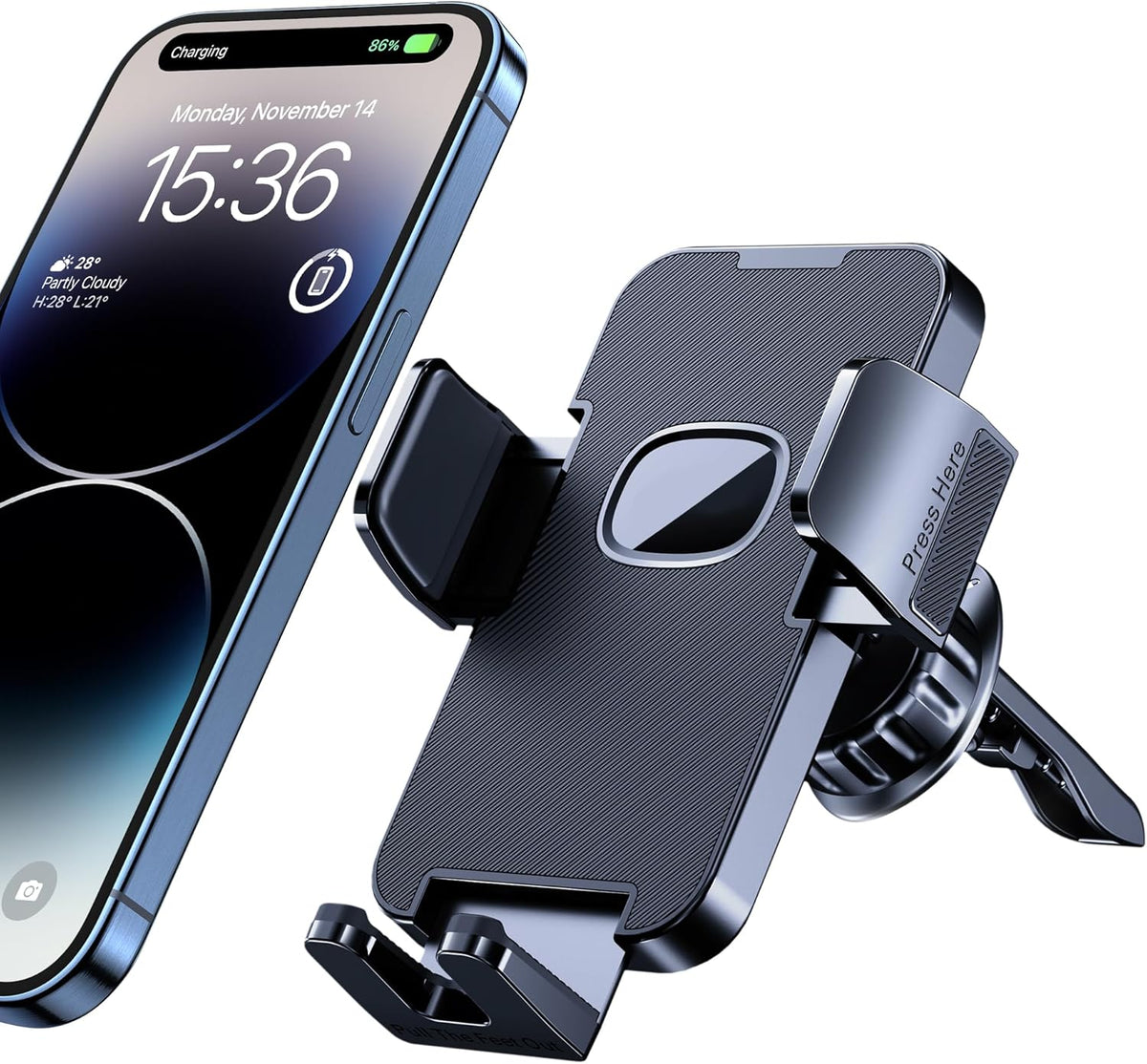 Car Phone Holder - Upgrade Clip Never Fall Air Vent Mount for iPhone Android Smartphone