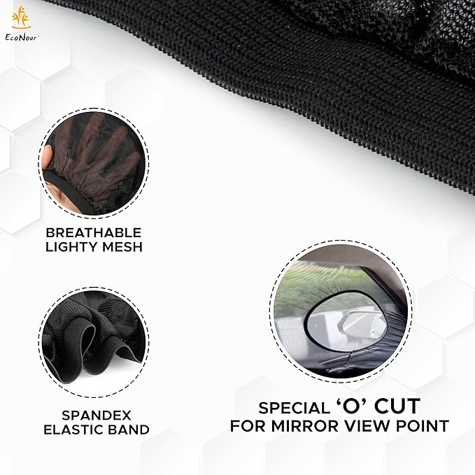 EcoNour Car Front Side Window Sun Shades Compatible for Toyota Rav4 | 2Pack Breathable Super Stretchy Mesh Sun Shade | Heat Block UV Protection Car Window Screen Covers | Mosquito Net Curtains
