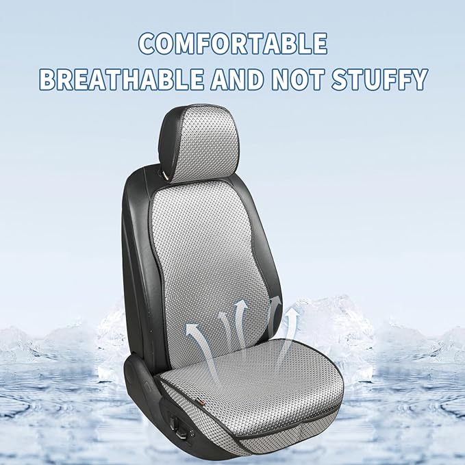Auto Newer Car Seat Cover,Breathable Front Car Seat Cushion,Comfortable Car Seat Protector,Anti-Slip and Full Wrap Driver Car Seat Protector with Storage Pocket,Universal All Seasons(Gray,1PCS)