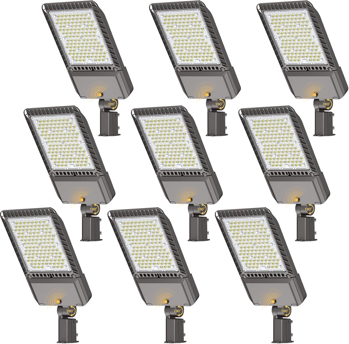 340W LED Parking lot Light Commercial Area Oudoor Lighting Street Light with Dusk to Dawn Photocell 61200Lm(180LM/W) 6000K IP65 Waterproof 100-277V for Driverway, Parking Lot 9 Pack