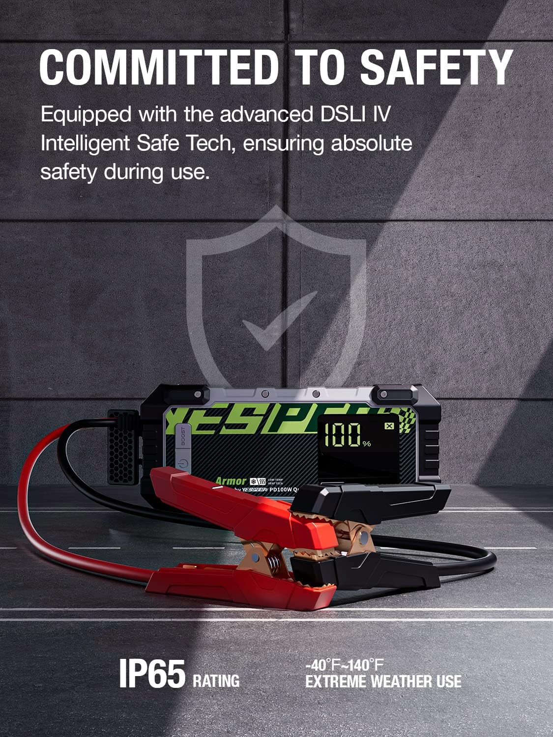 YESPER Car Jump Starter, 3000A Peak Portable Jump Starter with Pre-Heat Tech(-40°F~140°F) 12V Car Charger Jump Starter(10.0L Gas/8.0L Diesel, 60 Times) Jumper Box with PD100W