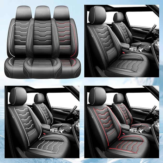 Fit Accord Car Seat Covers Premium Leather for Honda Accord 2012-2025 2026. Waterproof， Breathable, Scratch-Resistant & All-Weather Seat Cushion Protector（Full Set,Black