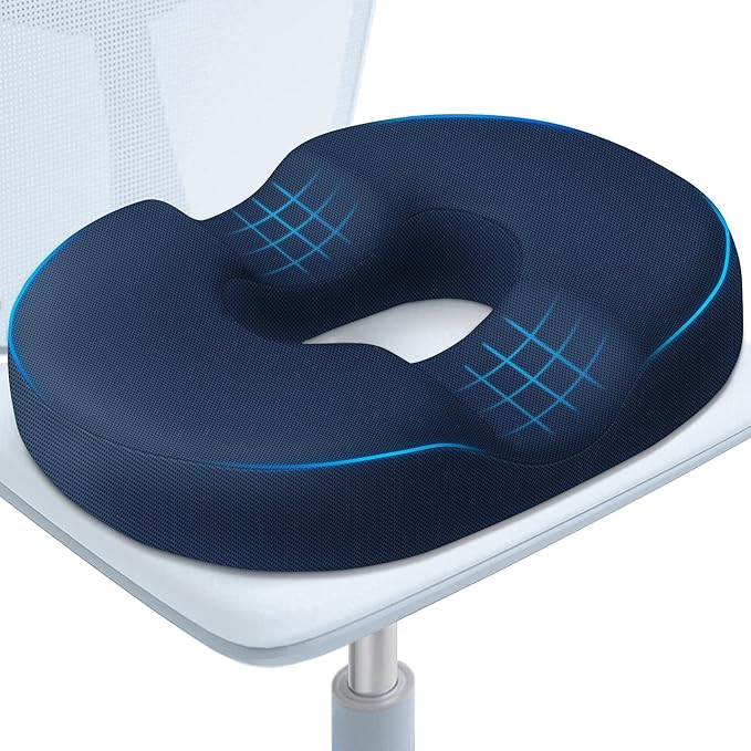 BlissTrends Donut Pillow Seat Cushion,Donut Chair Cushions for Postpartum Pregnancy & Hemorrhoids,Tailbone Pain Relief Cushion,Memory Foam Lifting Cushions for Office&Home Chairs (Blue)
