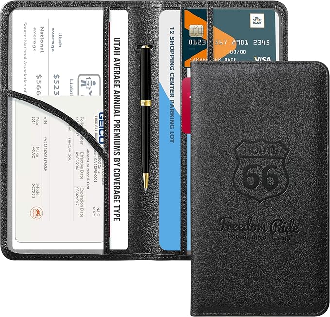 CoBak Car Registration and Insurance Holder - Vehicle Glove Box Car Organizer,Auto Truck Comparment Accessories Case with Magnetic Closure for Driver License,Cards