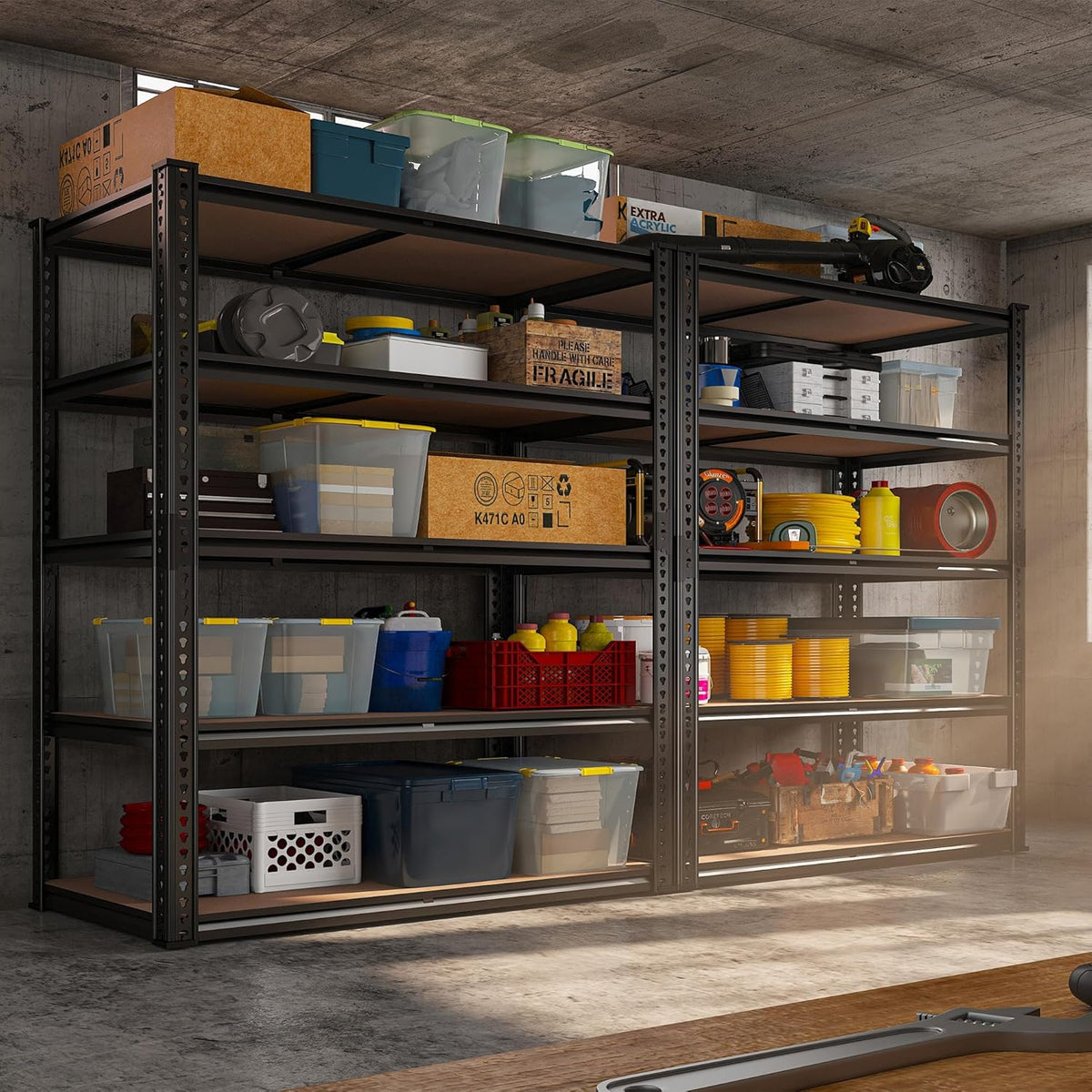 REIBII 40" W Garage Shelving 2500LBS Storage Shelves 72" H Metal Shelving 5 Tier Metal Shelves Adjustable Pantry Shelf for Closet Kitchen Warehouse 40" W x 19.7''D x 72''H