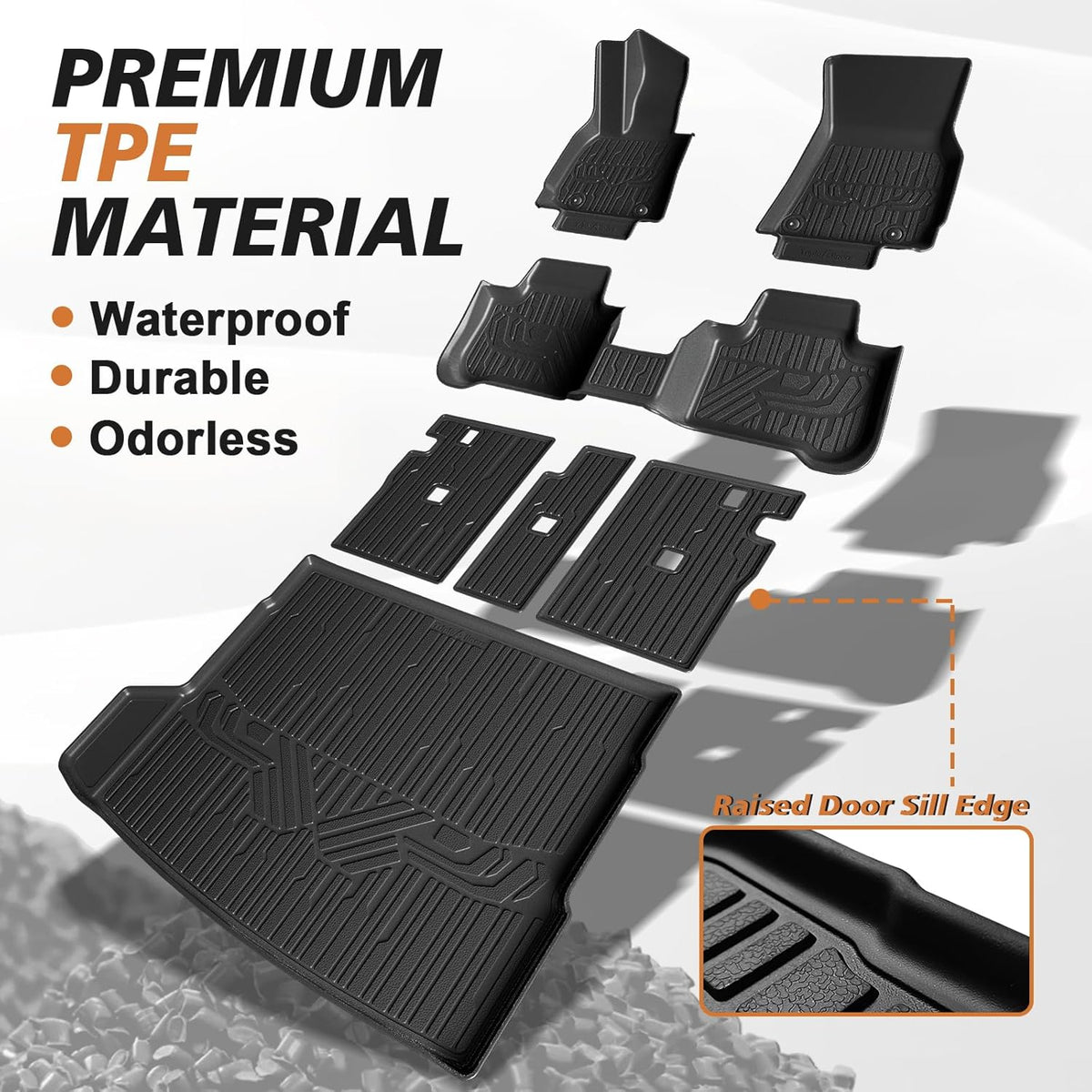 TripleAliners All Weather Liners Compatible with 2025 BMW X3 Accessories TPE Anti-Slip Odorless Custom Fit Floor Liners Rear Trunk Cargo Mat Seat Back Cover(Floor Mats & Trunk Mat & Backrest Mats)