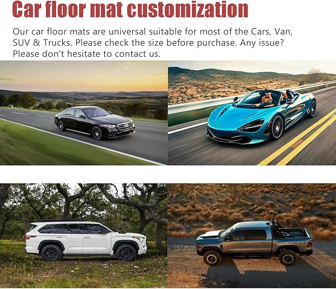 Custom Personalized Floor Mats for Cars，Luxury Full Coverage All Weather Car Floor Mats，Anti-Slip Leather Car Mat Set ，Custom Floor Mats for 99% of Cars, Trucks & SUVs (Light Brown)