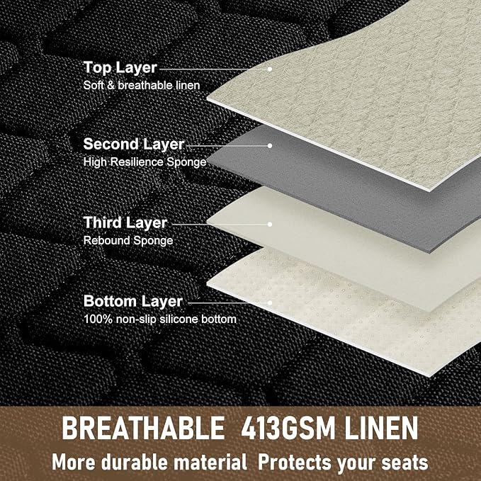 Linen Car Seat Covers for Cars - Non-Slip and Soft, 2 PCS Bottom Seat Cover Protectors with Storage Pocket, Linen Front Seat Covers Used for SUVs, Cars, Sedans (Beige)