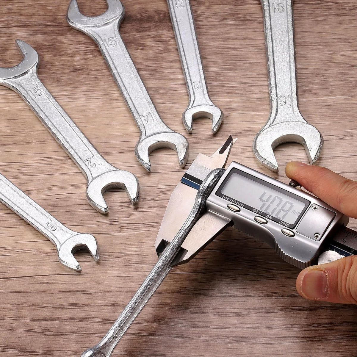 HARFINGTON Double Open End Wrench 14mm x 15mm Metric 15 Degree Offset Angle Small Flat Head Wrench Galvanizing Open Ended Spanner for Automotive Repair Furniture Assembly