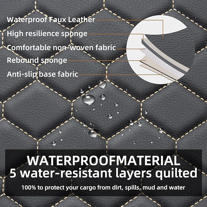 Elantrip 2PCs Front Car Seat Covers Leather Car Seat Protector Universal fit for Most Cars SUVs and Trucks Water Proof Seat Protector Black and Gold
