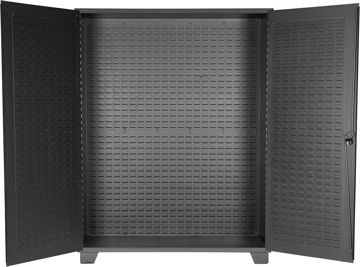 Jamco Tool Storage Cabinets with Bin Mounts, Model DE, Includes 230 Bins, 60-Inch W x 24-Inch D x 78-Inch H, Blue Bins