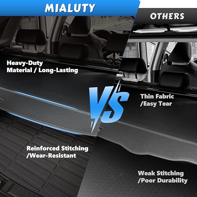 MIALUTY® Cargo Cover for 2024 2025 2026 Kia EV9 Retractable Trunk Cover EV9 Accessories Anti-Peeping Anti-Theft Privacy Screen,Trunk Luggage Shield Shade Carbon Fiber Texture