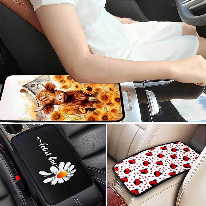Turtle Vehicle Center Console Armrest Cover Pad,Sea Turtle Car Accessories Soft Middle Console Cushion Pad,Auto Arm Rest Mat Decor Turtles Gifts for Women Men Dad for Most Vehicle SUV Truck