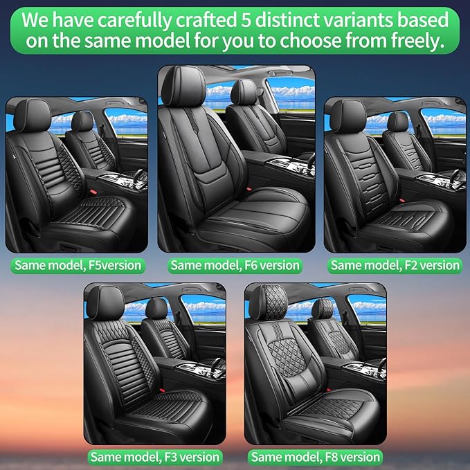 Fit Prius Car Seat Covers for Toyota Prius 2001-2024 2025 2026 -Upgraded Premium Waterproof & Breathable Leather, Airbag Compatible, All-Weather Seat Cushion Protector,2 Front/Black