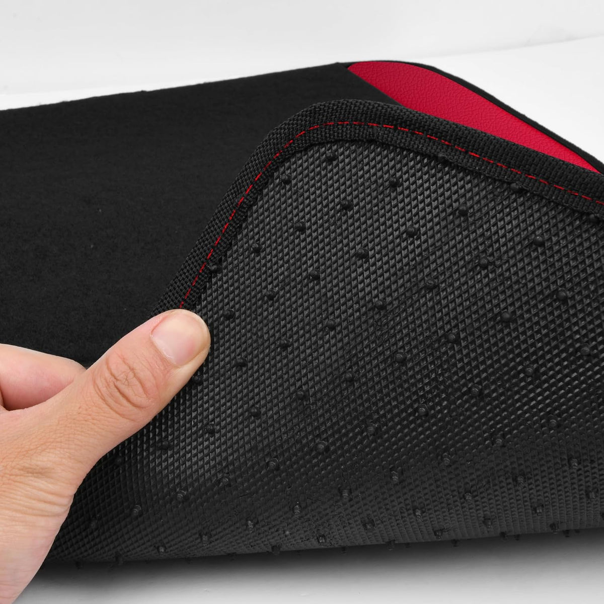 CAR PASS Waterproof Universal Faux Leather 3Pcs Car Floor Mats, Red Car Mats Fit for SUV,Vans,sedans, Trucks,Set of Vehicles Car Carpet with Driver Heel Pad and Anti-Slip Nibs Backing (red 3Pcs)