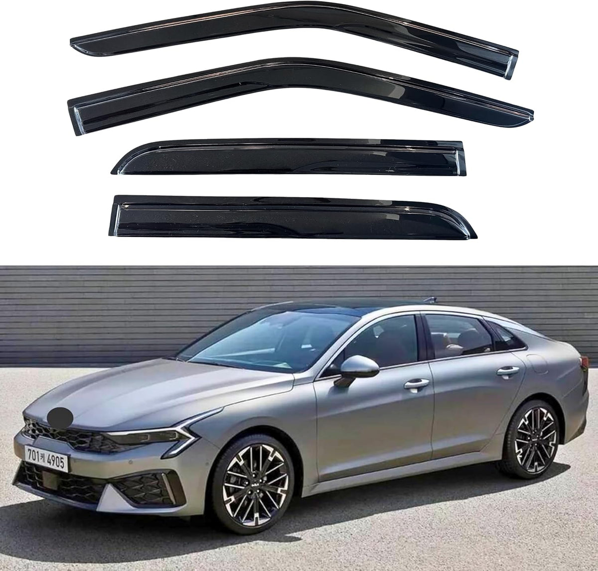 KPY Window Visor Compatible with Kia K5 & Optima 2021-2024, 4PC Rain Guard Side Window Vent Deflectors Tape-On Mugen Style, 2021 2022 2023 2024