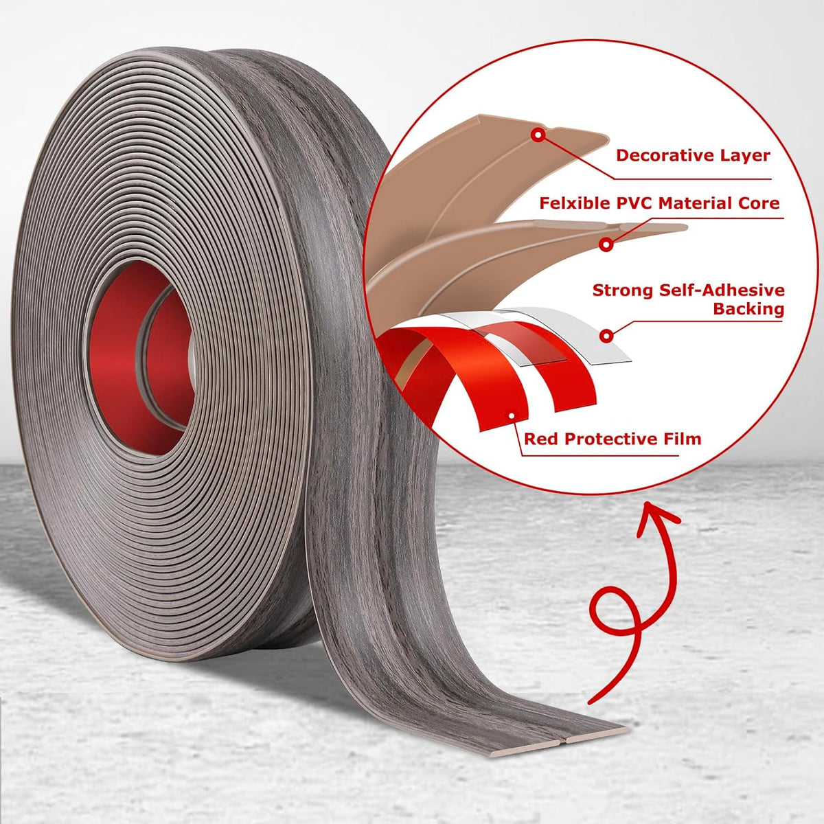 Flexible Wall Corner Protector Moulding Trim Peel and Stick Wall Corner Guards Edge Protector Self Adhesive Molding Trim Strip for Edge Ceiling (Brown Walnut Wood Grain, 0.8 in x 20 Ft)