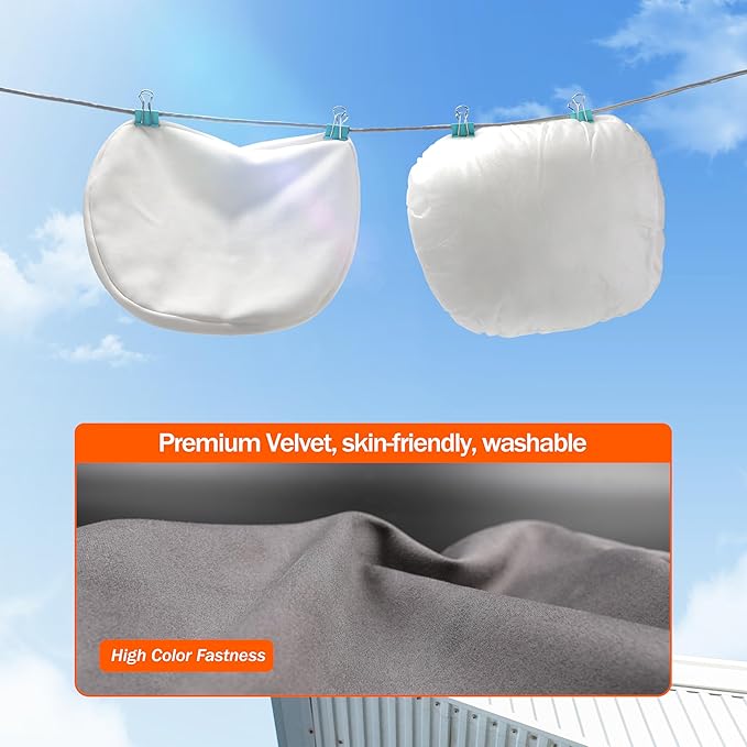 2pcs Car Neck Pillow for headrests,Support Drive Seats Head Cushion Pillows,Microfiber Velvet,Plant-Based Polyester,Thickness & Height Adjustable,11.8x7.5,Inner Liner fillable(Orange Brown)