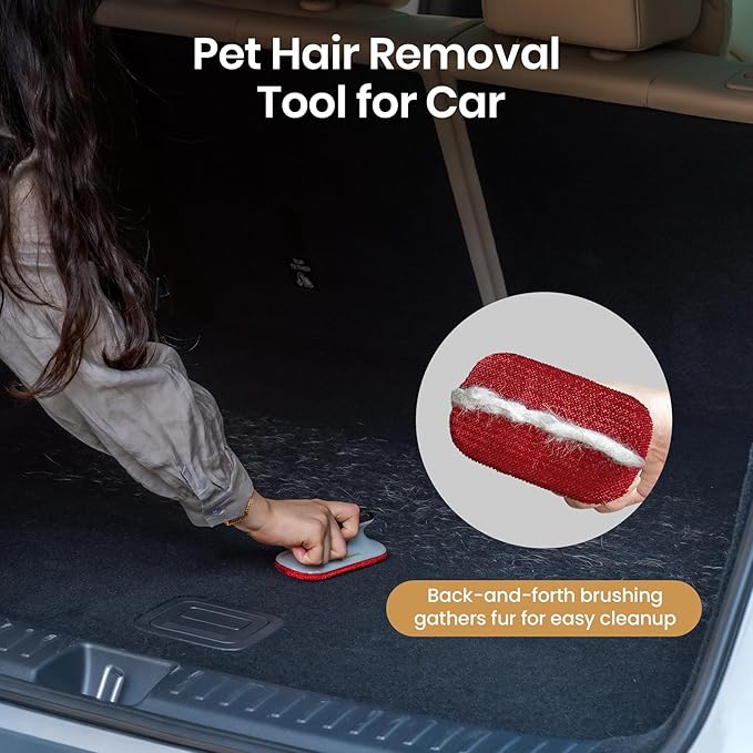 DELOMO Upgraded Pet Hair Removal Tool for Car, Mini Dog Hair Remover for Car Detailing, Pet Hair Remover Brush for Auto Detailing, Furniture, Carpet, Lint, Pet Hair Eraser (Size: 4.72" L × 2.76" W)