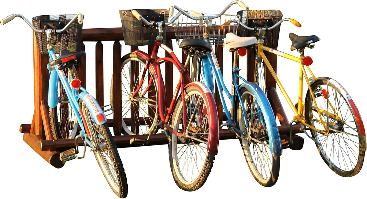 13-Place Bike Log Rack, Outdoor Bike Stand, Freestanding Commercial Bicycle Storage Racks, Standing Rack for Bikes, Bicycle Parking Floor Stand, Ebike Racks, Fat Tire Bikes for Men - Canyon Brown