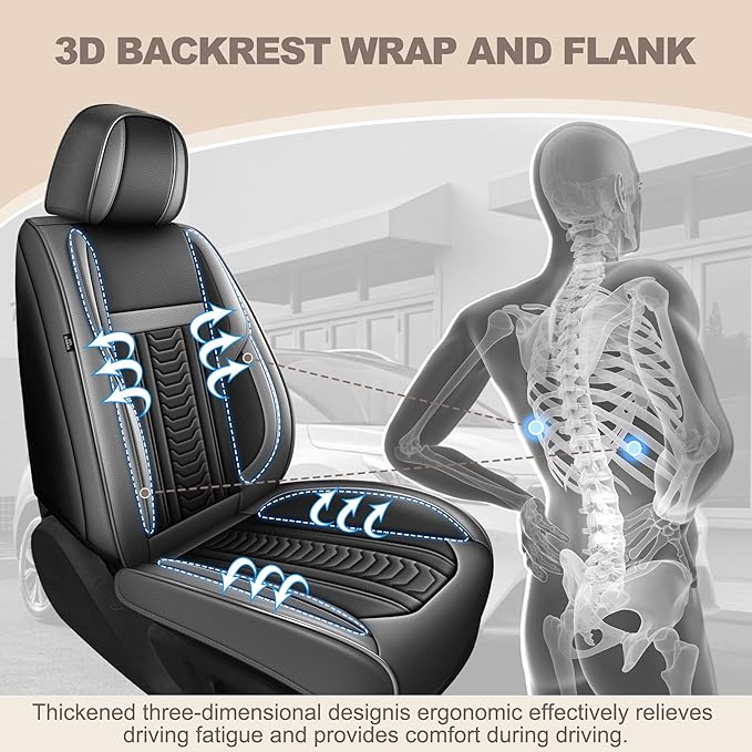TTX LIGHTING for Chevy Tahoe 2011-2026 Seat Covers: Waterproof Leather Seat Protector with Airbag Compatible (2 Front Seats,Black&Gray)