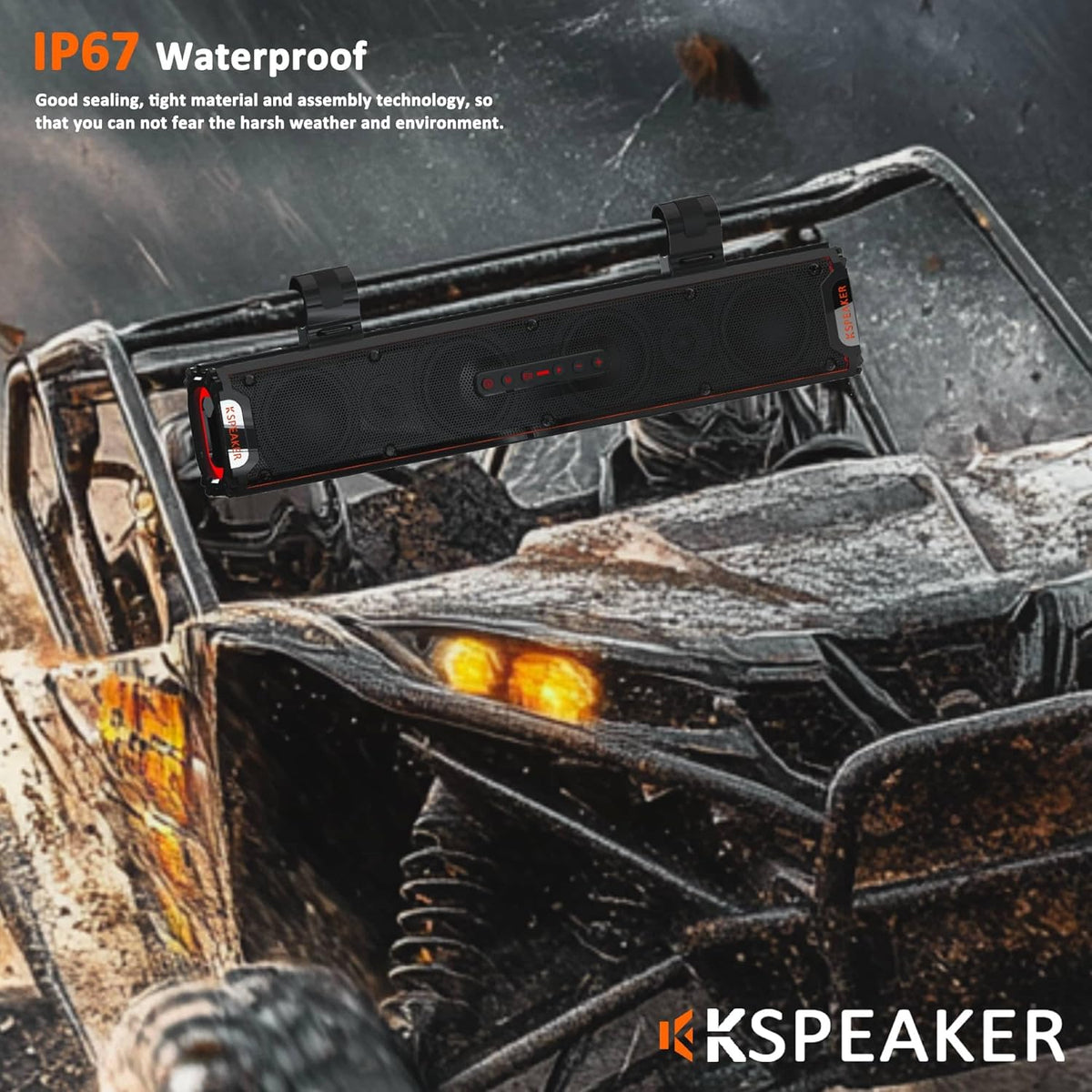 UTV Sound Bar ATV Sound Bar Golf Cart Soundbar UTV Speakers ATV Speaker Fourwheeler Speaker Marine RZR Boat Polaris Can Am