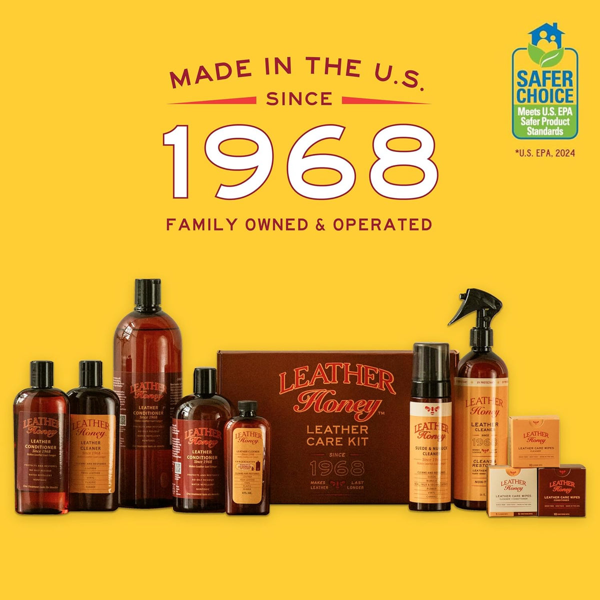 Leather Honey Leather Cleaner: Non-Toxic Leather Care Made in the USA Since 1968. Deep Cleans Leather, Faux & Vinyl - Couches, Car Seats, Purses, Tack, Shoes & Bags. Safe Any Colors & White Leather