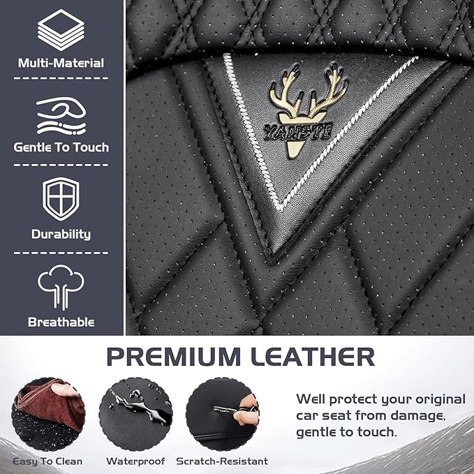 Truck Seat Covers for Ford Ranger 2019-2026, Waterproof Premium Leather Full Coverage Car Seat Cover, Muscle Sport Style Auto Interior Seat Cover Sets (Front Set/Black Red)