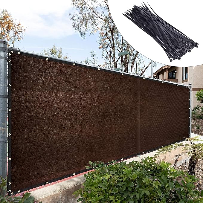 Royal Shade Custom Size 6' x 176' Brown Fence Privacy Screen Windscreen Cover Netting Mesh Fabric Cloth - Cable Zip Ties Included (We Make Custom Size)