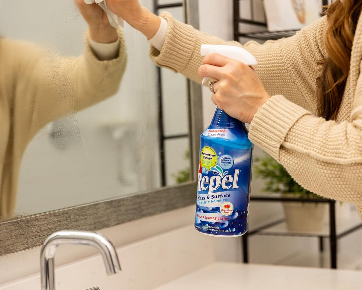Clean-X REPEL Glass & Surface Cleaner 32 fl. oz. - Cleans & Repels water spots and dirt on glass, mirror, tile and multi surface by UNELKO (2)