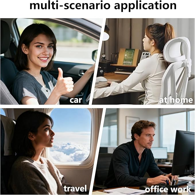 2 Pack Car Headrest Pillow for Neck Support, Softness Car Headrest Pillow for Driving with Adjustable Strap, Ergonomic Car Neck Support Pillow for Car Truck Sedan Home Office (Black)