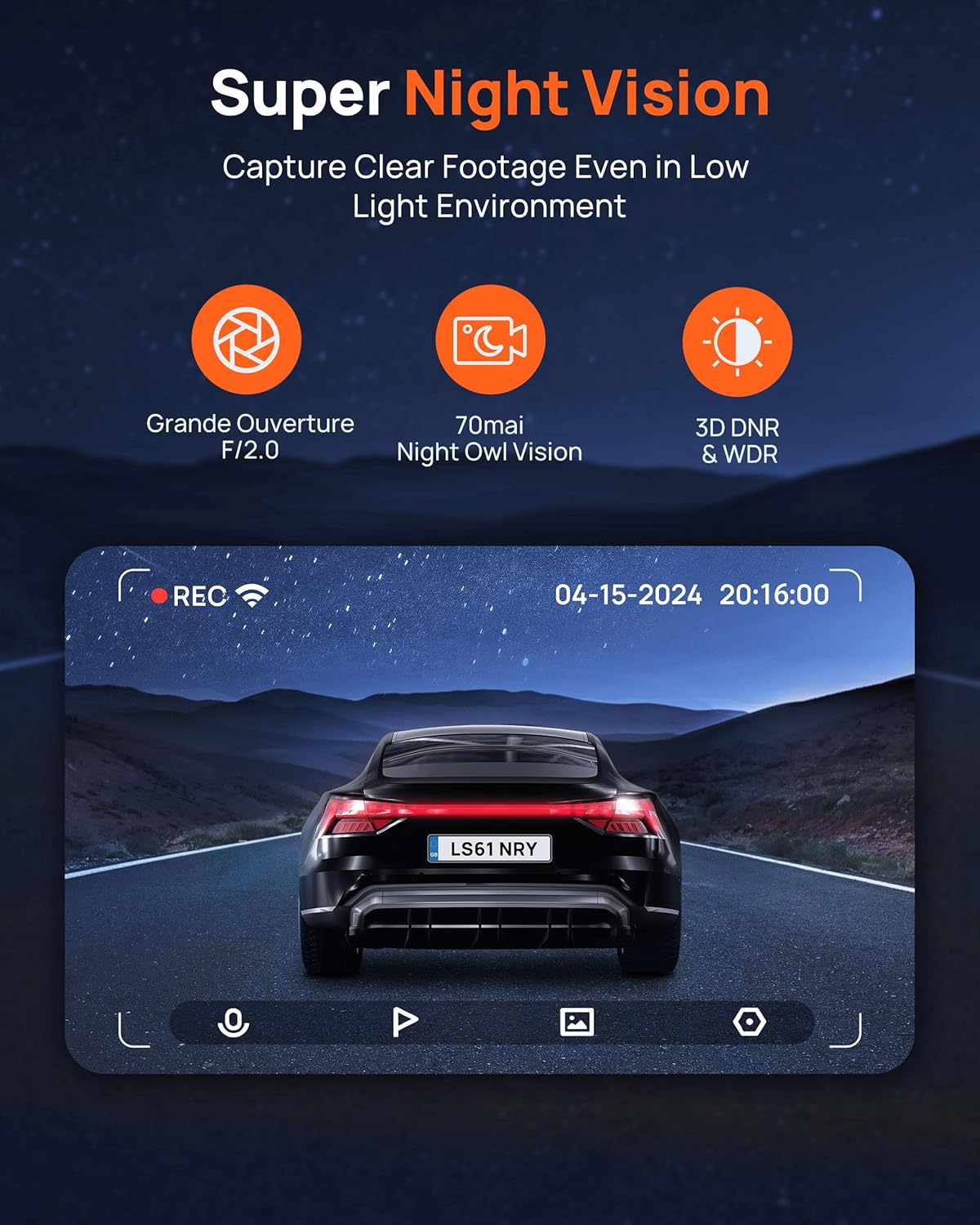 70mai Dash Cam M310, Dash Camera for Cars 1296P QHD, Smart Dash Cam Front Built in WiFi, 130° Wide-Angle FOV, WDR, Night Vision, iOS/Android Mobile App, Loop Recording, Parking Monitor, Time-Lapse