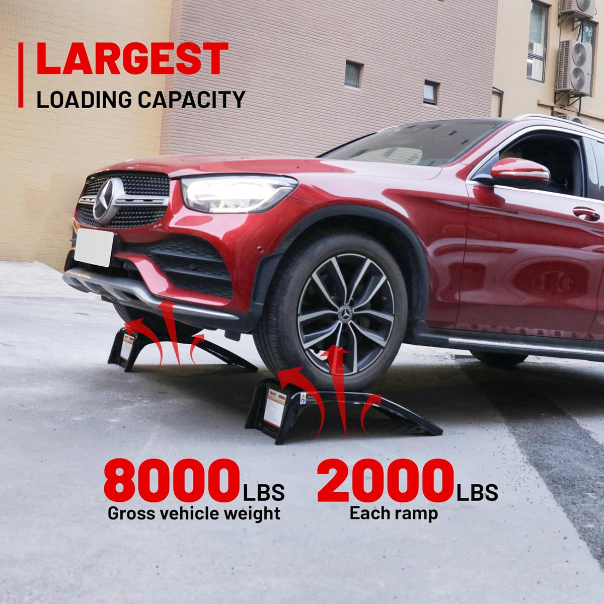 Rockland 4 Ton 8000 LBS Solid Steel Car Ramp Set, 35" L x 13" W x 9" H, Heavy Duty Auto Truck Ramps for Oil Change and Car Repair, Ideal for Easy Home Garage Maintenance (Pack of 2)