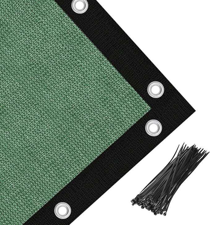 Amagenix 90% Pergola Shade Cover 7' X 13' Sun Shade Cloth with Grommets for Outdoor Garden Patio Porch, Commercial Grade 200 GSM - Cable Zip Ties Included (We Customized) GN108, Green