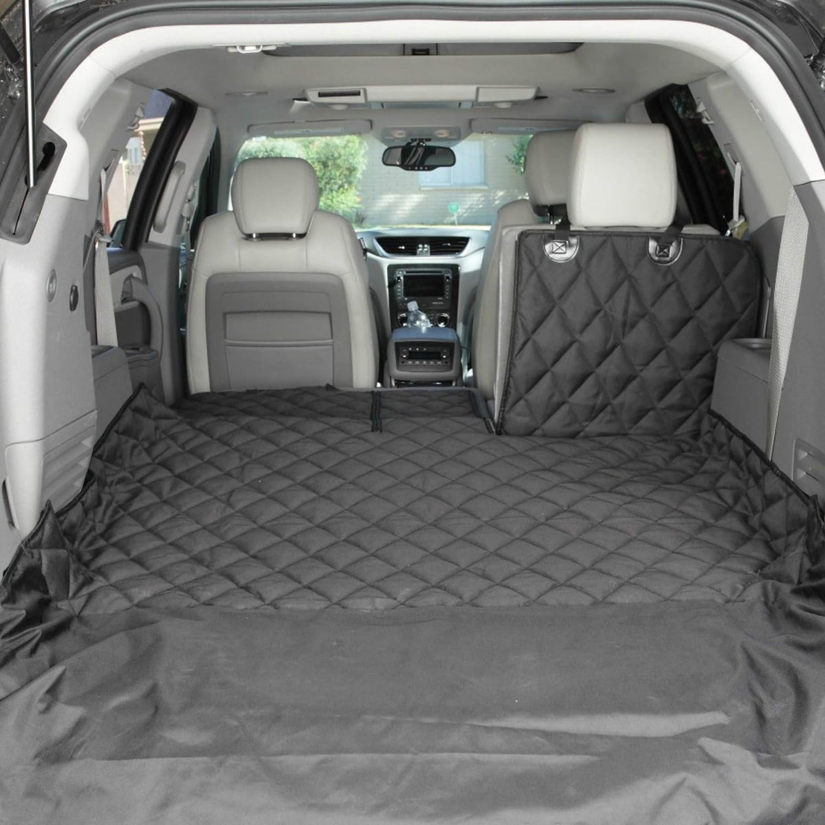 4Knines SUV Cargo Liner for Dogs, Trunk Mat for SUV, Durable Cargo Cover, Protector – Compatible with 60/40 Split Bench & Armrest Pass-Through, Waterproof, Machine Washable, Non-Slip (Large, Black)