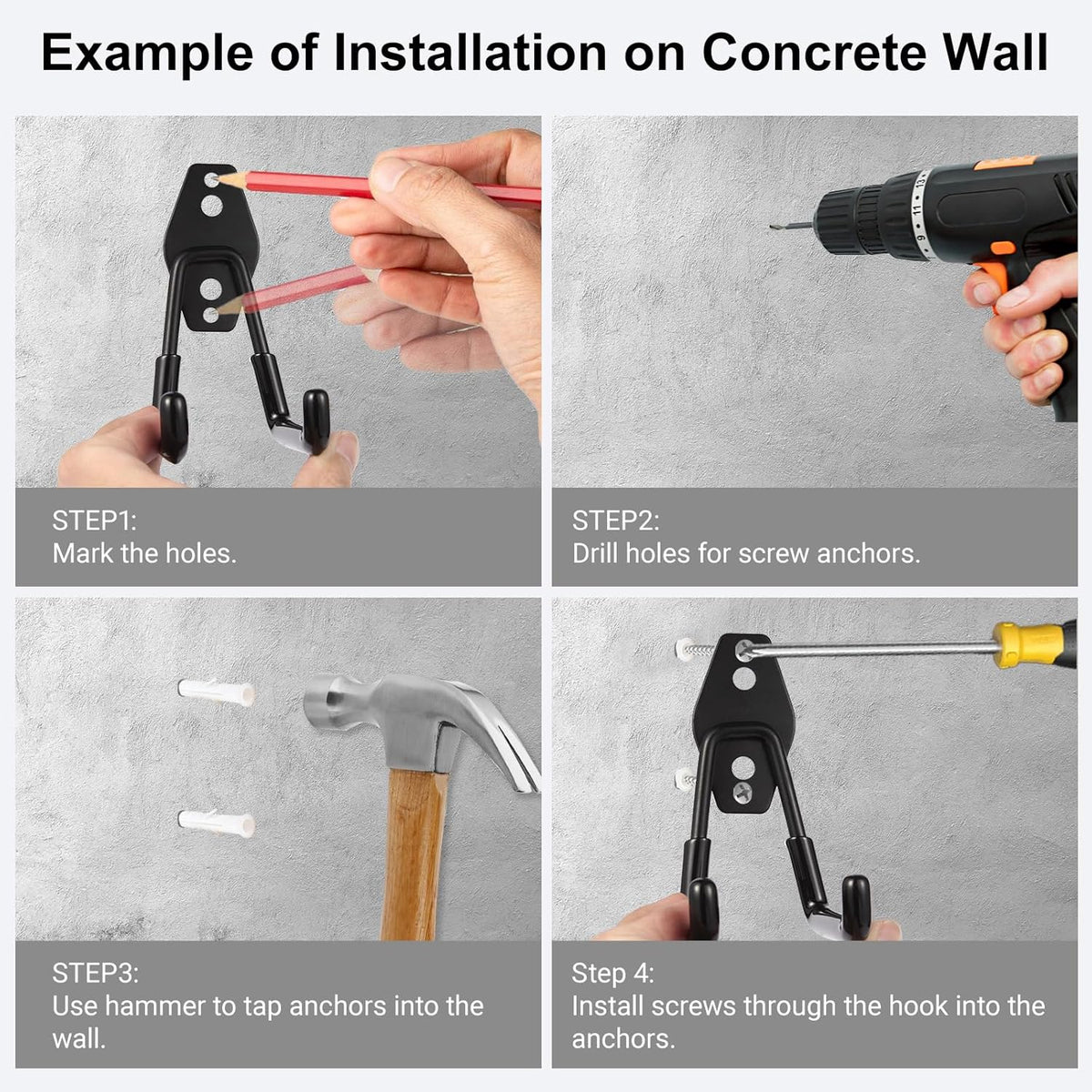 Garage Hook Heavy Duty Wall Storage Hangers, 30 Pack Garage Storage Hooks Steel Tool Black for Ladders, Ropes, Garden Tools