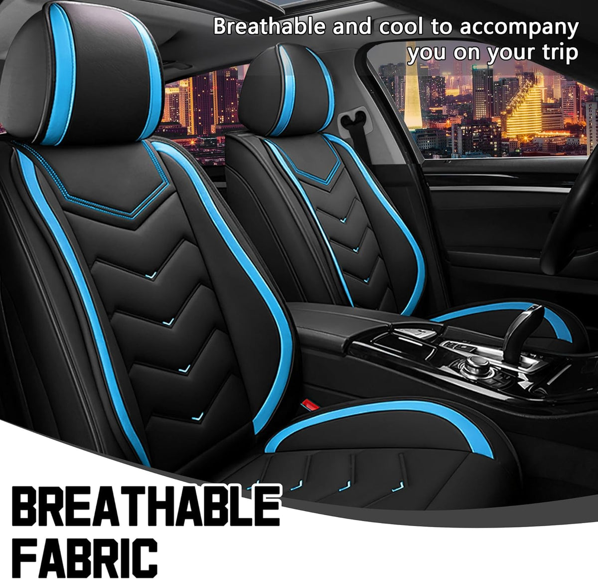 Car Seat Covers for Chrysler Pacifica 2004-2025, Stylish Sport Seat Cover, Premium Nappa Leather Car Seat Cover. Automobile Seat Covers Sets.(Standard 2 Seats/Black Blue)