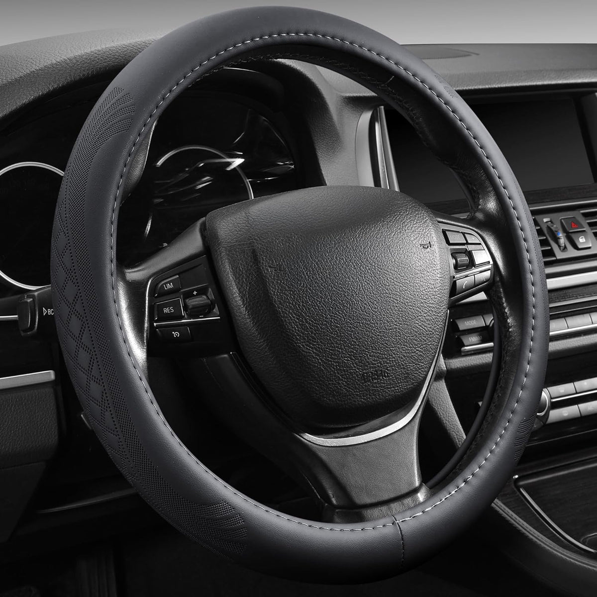 【2025 Model】 Breathable Soft Leather Car Steering Wheel Cover for Men Women, Non-Slip, Comfortable,Universal 15 inches Steering Wheels, Black