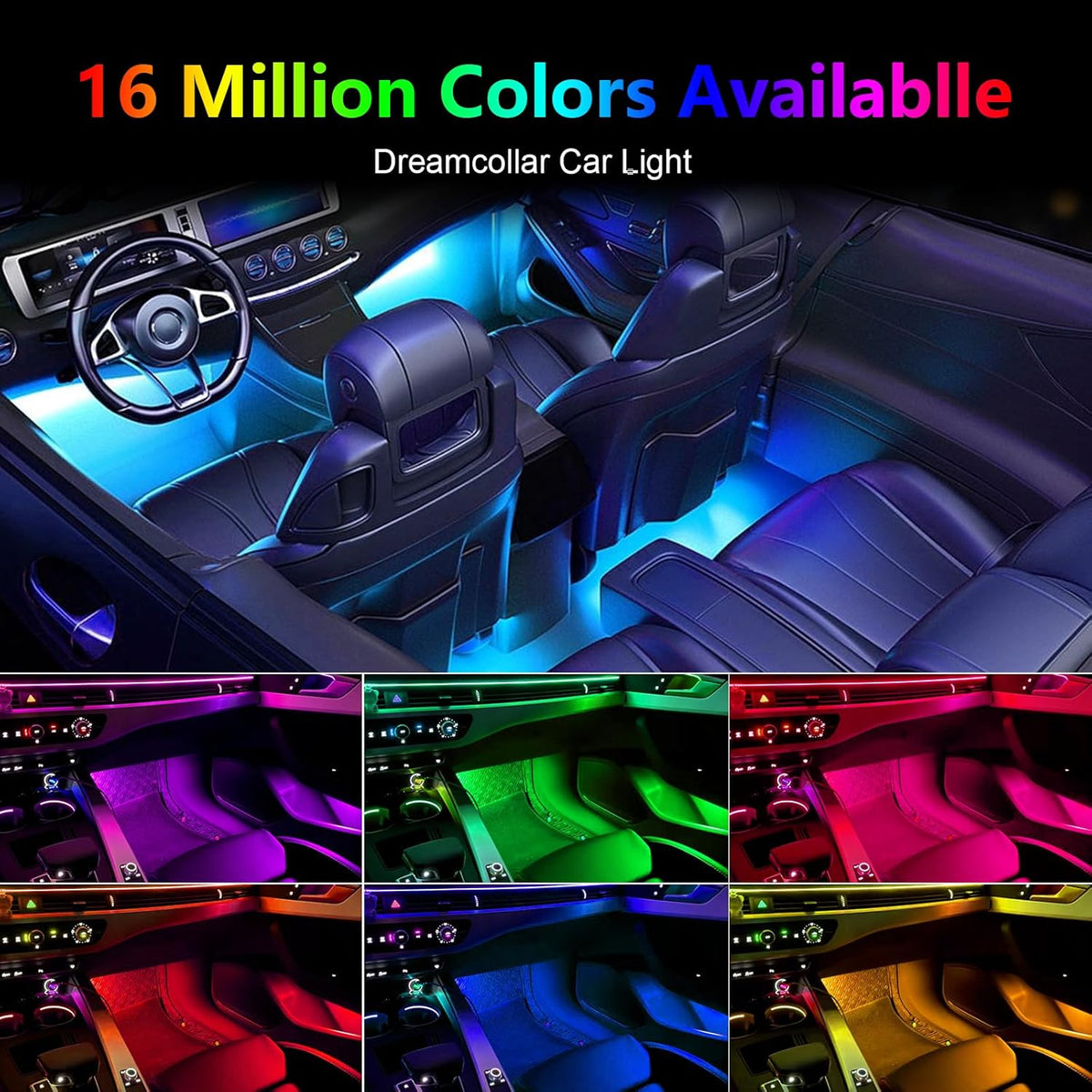 WEBUPAR Acrylic Interior Car Lights, Car Accessories 14 in 1 Car LED Strip Lights with APP Control