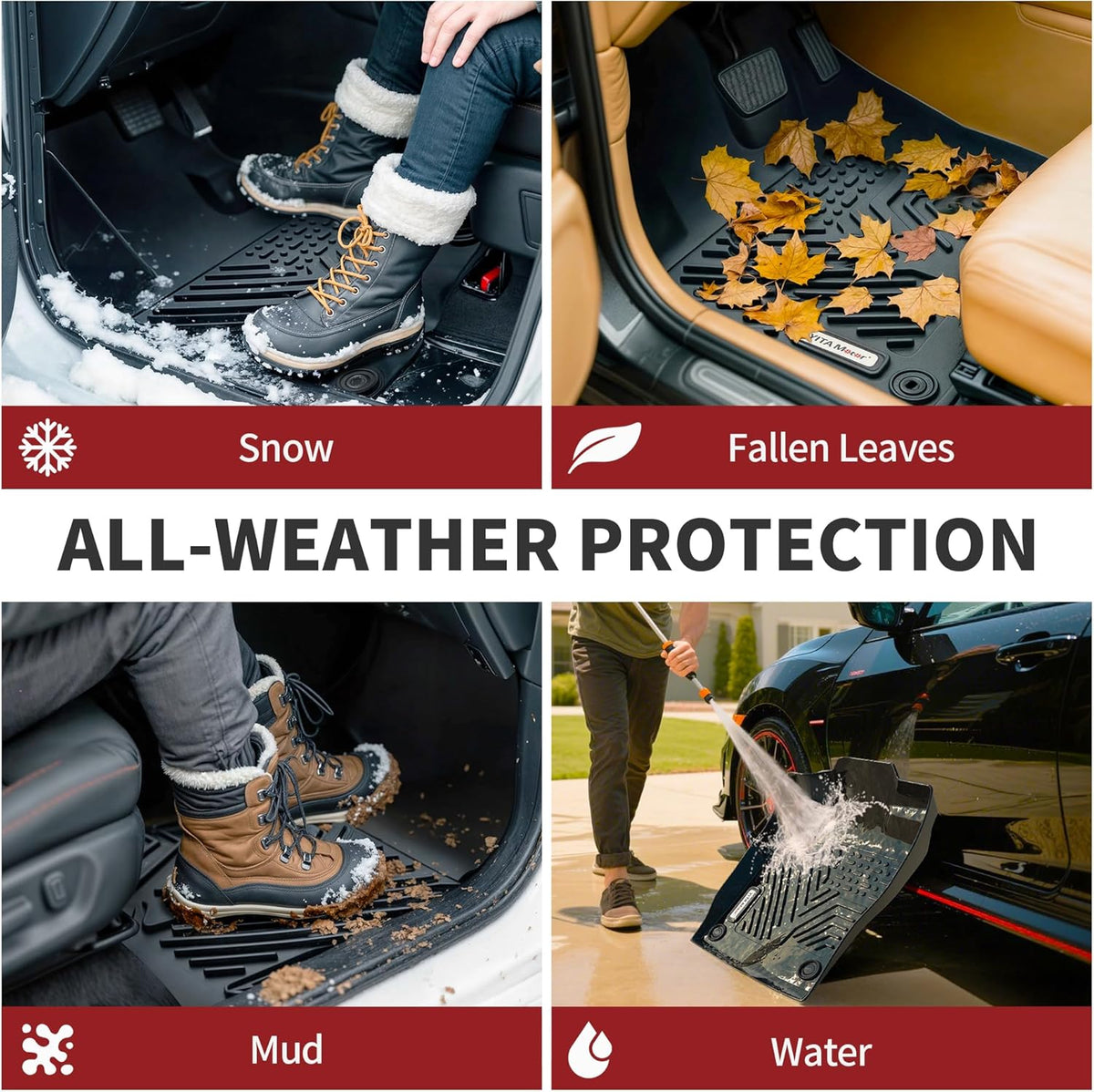 YITAMOTOR Floor Mats Compatible with 2013-2018 Toyota RAV4 Standard Models, Custom Fit Floor Liners, 1st & 2nd Row All-Weather Protection
