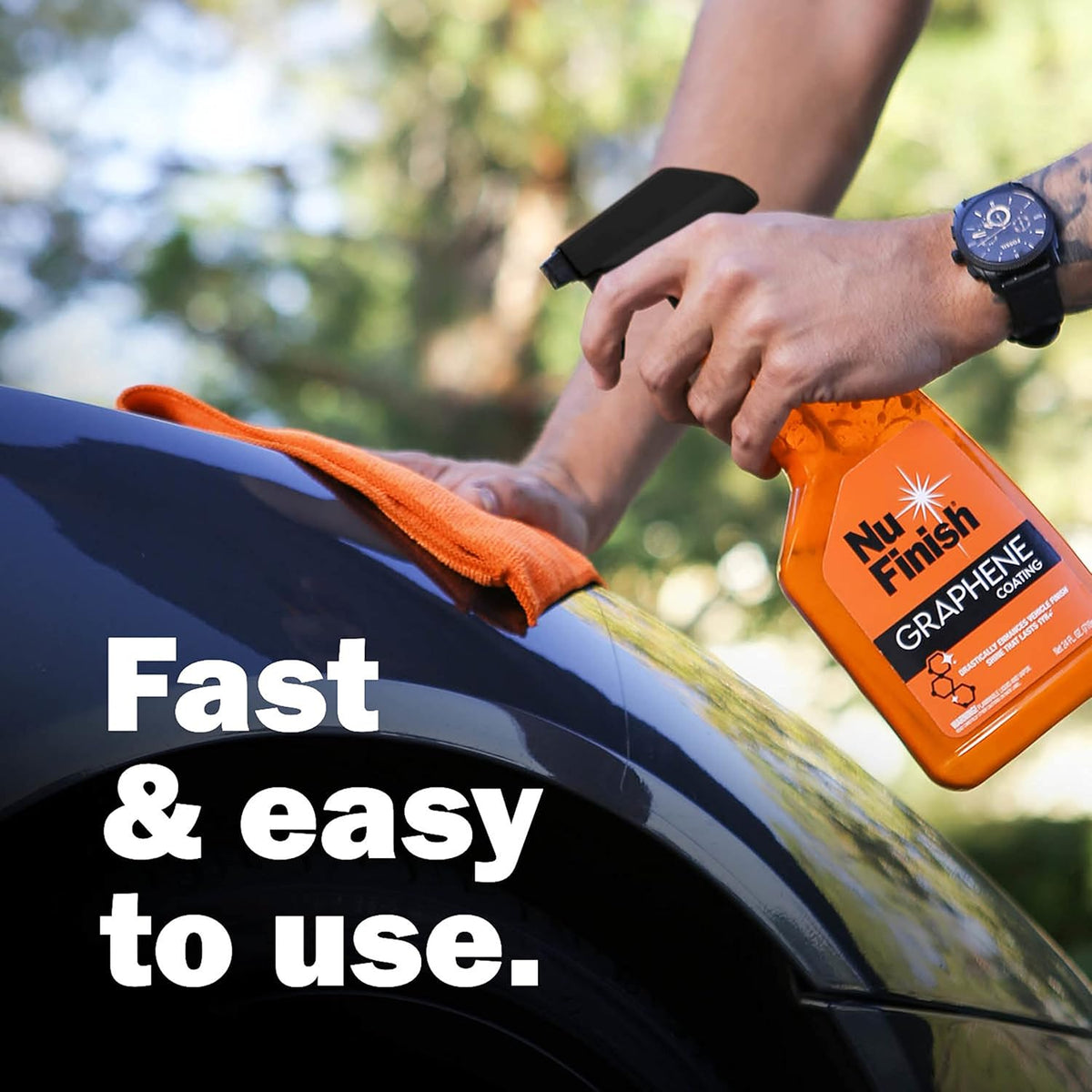 Nu Finish Water-Repellent Ceramic and Graphene Technology Vehicle Finishing Kit, Car Shine - Includes Graphene Coating Spray and Microfiber Towel