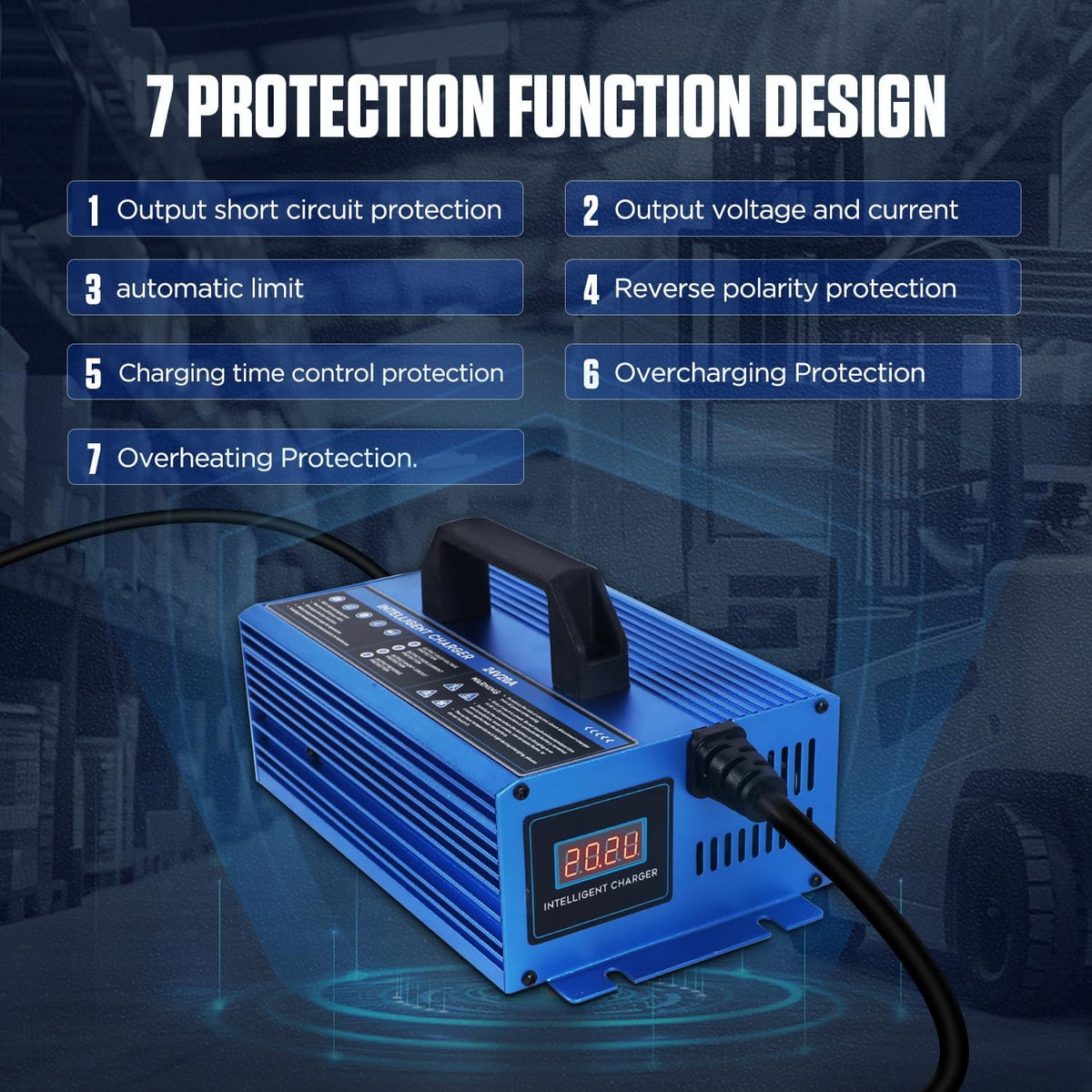 Forklift Battery Charger 24V 30A Automatic Smart Charger, Automotive Battery Charger Fully-Automatic Smart Charger for Forklift Club Car Golf Cart (24V20A)