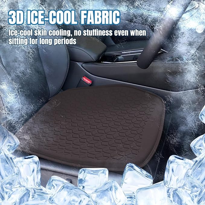 wuyaoyao Thin Gel Car Seat Cushion, Breathable Cooling Seat Cushions for Cars, Non-Slip & Comfortable Automotive Front Seats Cushion Pad for Driver, Chair Protector for Vehicle, Home, Office (Coffee)
