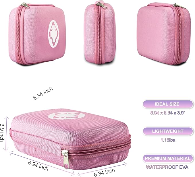 Car-Home Survival First-Aid Kit Emergency-Kit - Pink 273Piece Equipment Travel Supplies First Aid Set Home Essentials Camping Hiking YIDERBO
