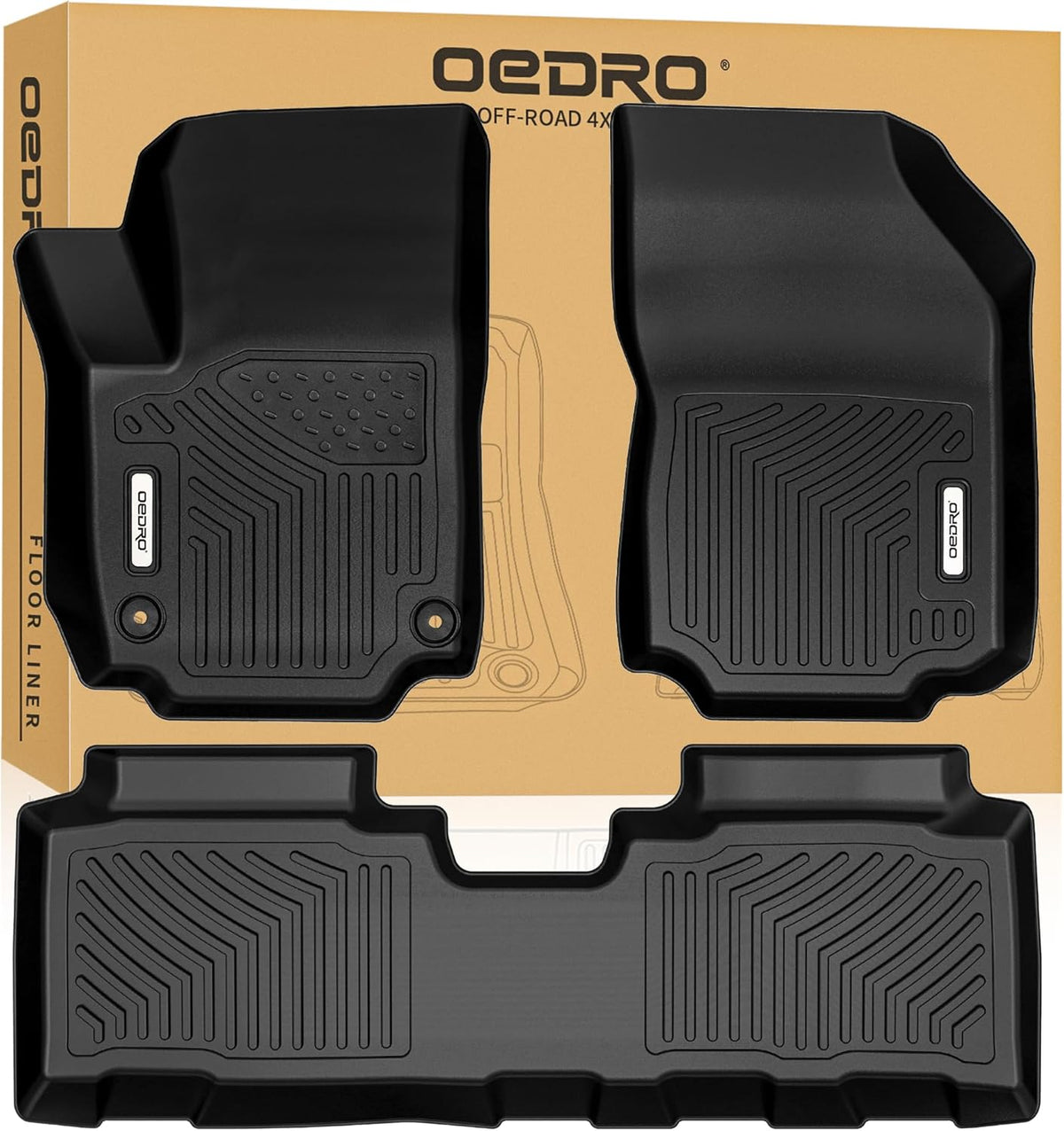 OEDRO Floor Mats Fit for 2018-2024 GMC Terrain & 2018-2024 Chevy Equinox, Unique Black TPE All-Weather Guard Includes 1st and 2nd Row Full Set Liners