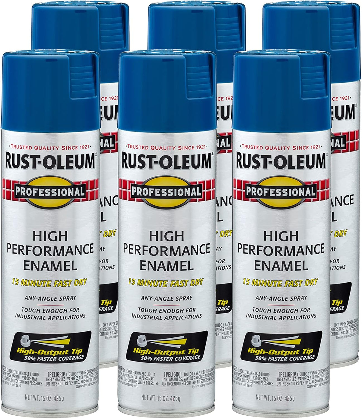Rust-Oleum 7527838-6PK Professional High Performance Enamel Spray Paint, 15 Oz, Gloss Royal Blue, 6 Pack