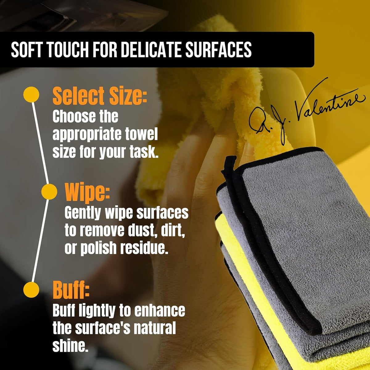 VPD Microfiber Coral Fleece Towels - Dark Yellow, Ultimate Car Drying Towels, Extra Large, Super Absorbent, Lint and Scratch Free, Perfect for Car Wax Polishing (12, 15.75" by 15.75")