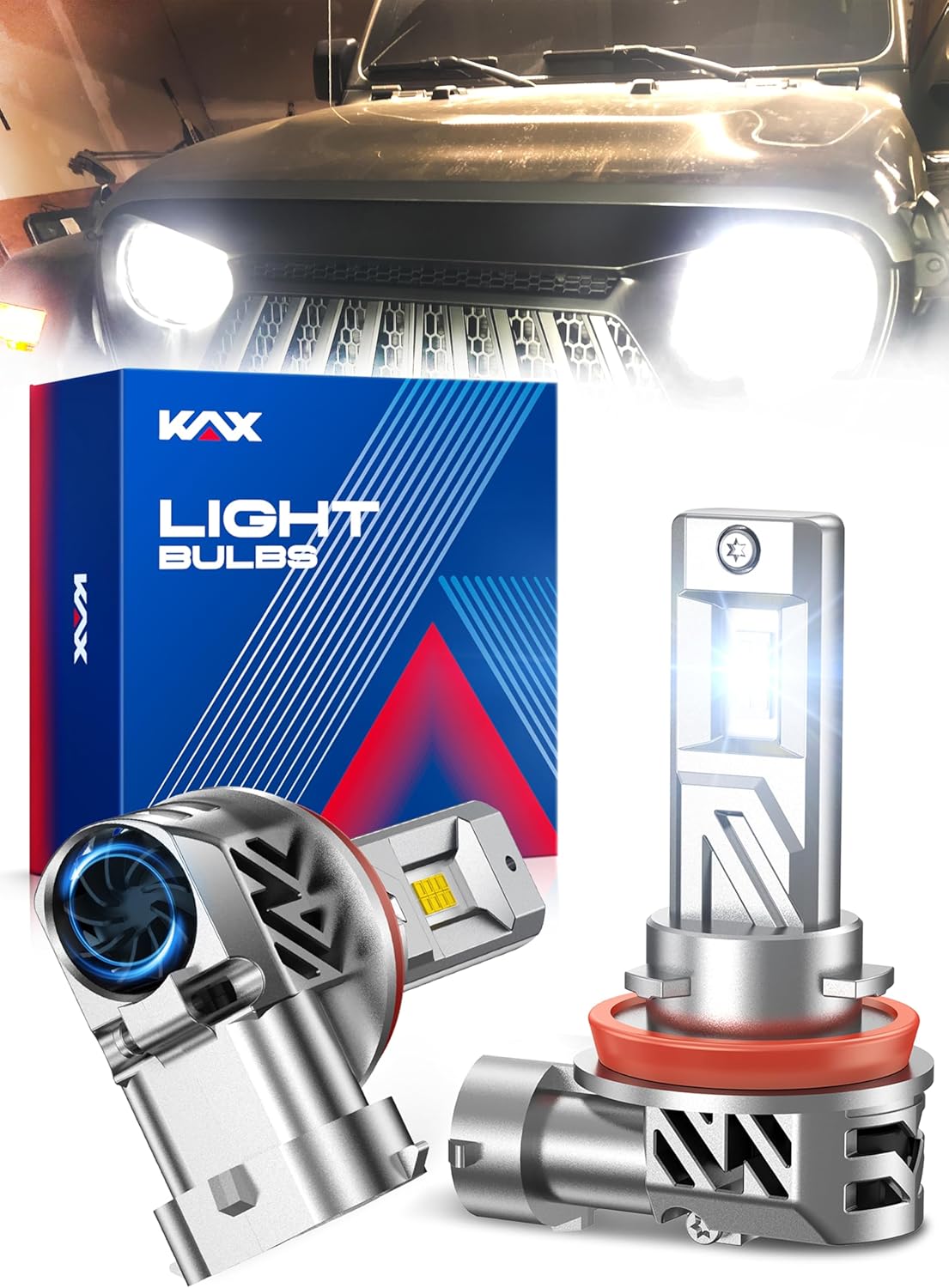 2025 10X Brightener H11 Led Bulb for Car Owners, 50000Lm H9 for Drivers at Night, H11 Bulb During Bad Weather, H8 H9 1:1 Real Size, 100000 Hours Lifespan, 99% Fit Your Vehicles, Plug & Play, 2 Pack