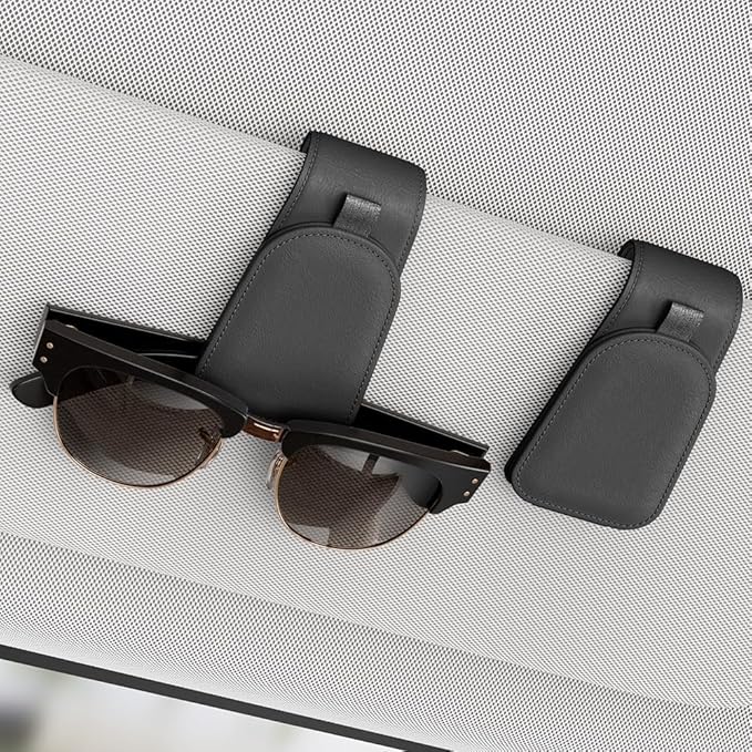 Sotfamily Sunglass Holder for Car Visor, Suede Cloth Magnetic Sunglass Organizer for Car Accessories, 2 Packs, Black